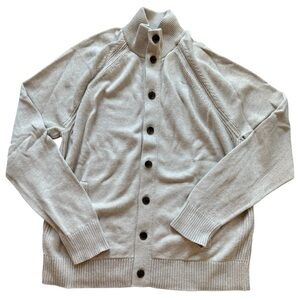 Men's Banana Republic Gray Cardigan Sweater button Up Organic Cotton Size XL